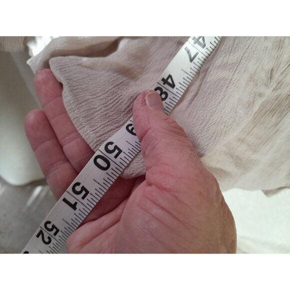 Womens Boho Tiered Cottagecore Prairie Peasant Midi Dress Minimalist Beige Sz 8 - Picture 7 of 8